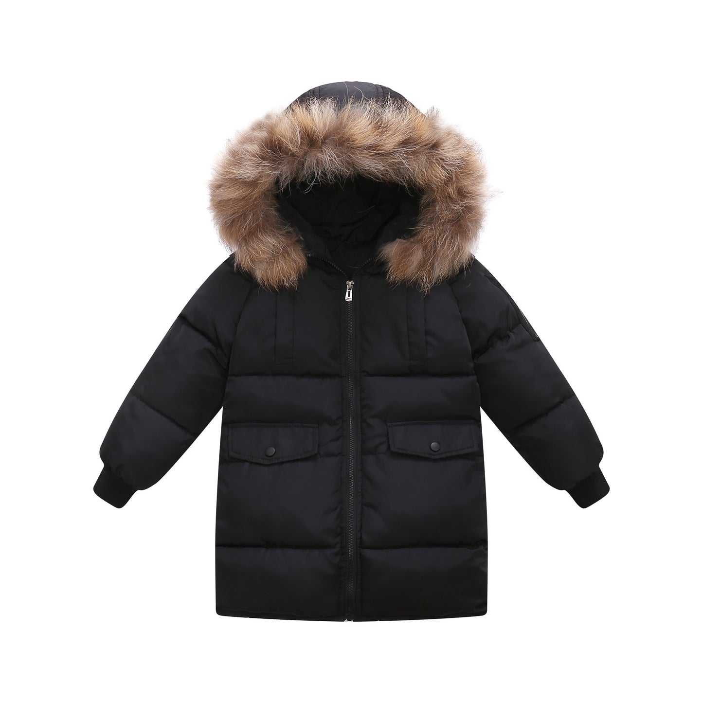 Children's Down And Wadded Jacket Camouflage Fur Collar Detachable Thickened Warm