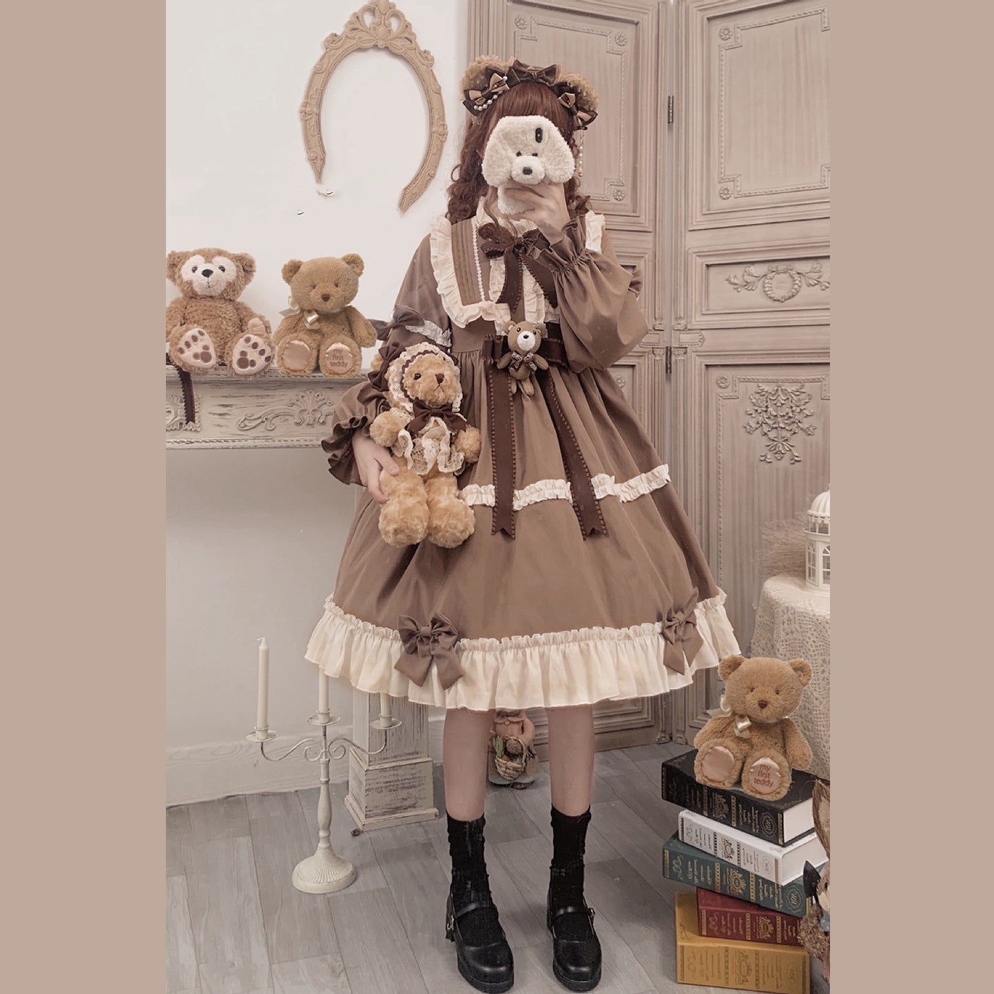 Vestido de niña suave diario Teddy Bear Op Tea Party Lolita