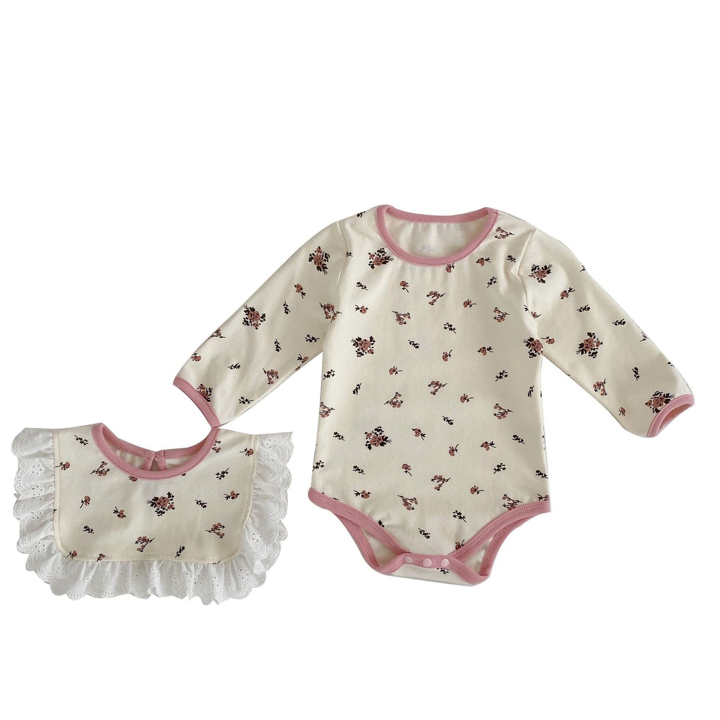 Conjunto de toalla de agua con escote de encaje y ropa floral para bebé niña