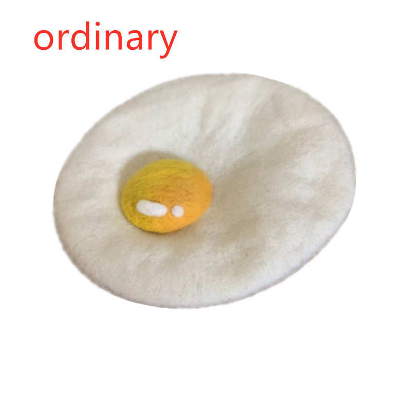 Wool Felt Huge Poached Egg Beret Kids