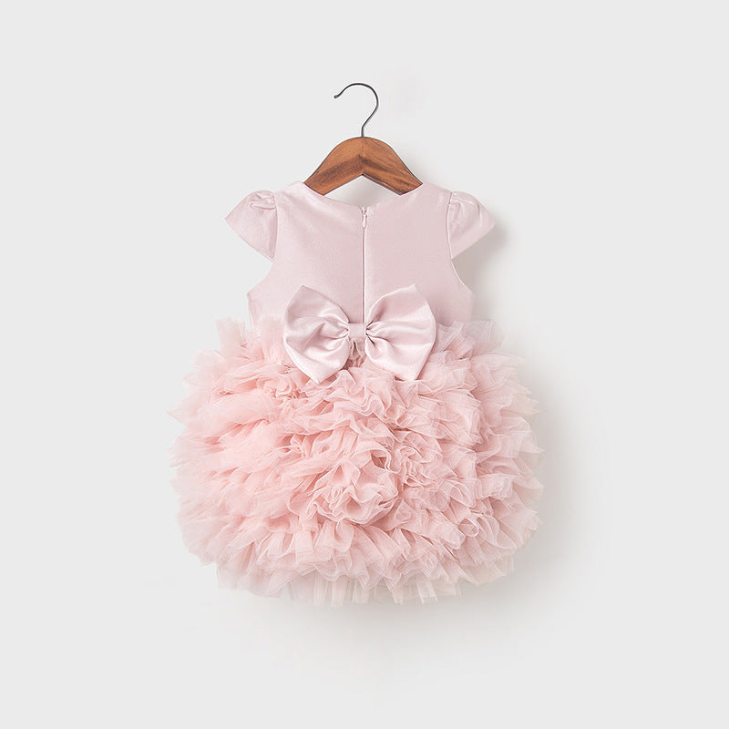 Girls' first birthday dress pink pettiskirt baby princess dress