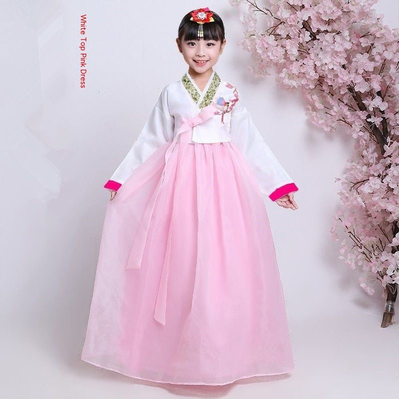 Ropa Fotografía Coreana Actuación de minorías para niños Traje de baile para niñas Hanbok