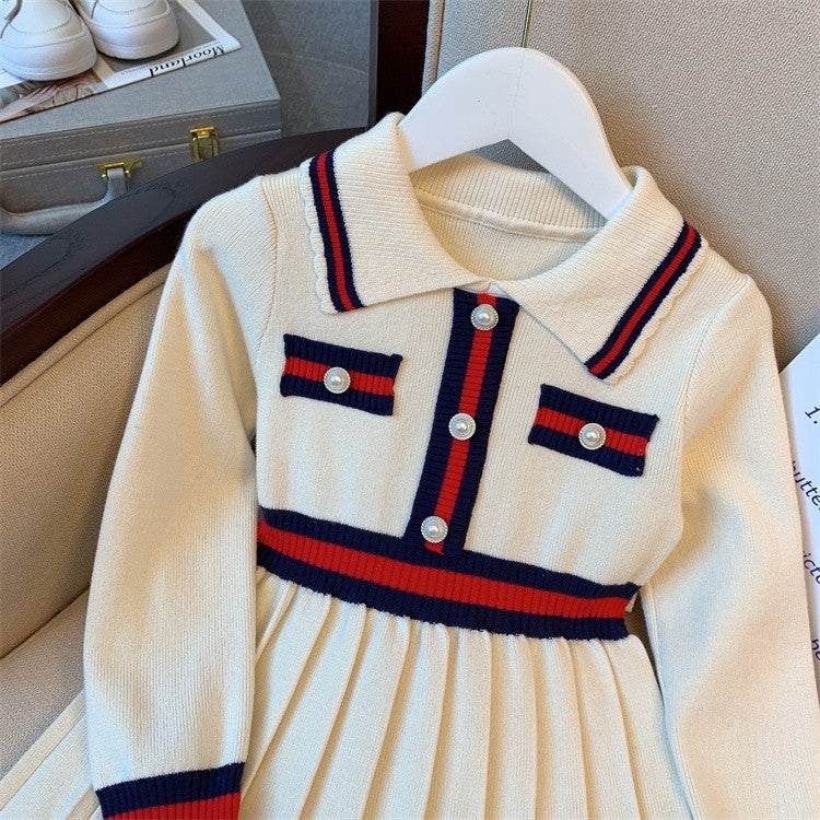 Robe tricotée Preppy d'automne pour fille