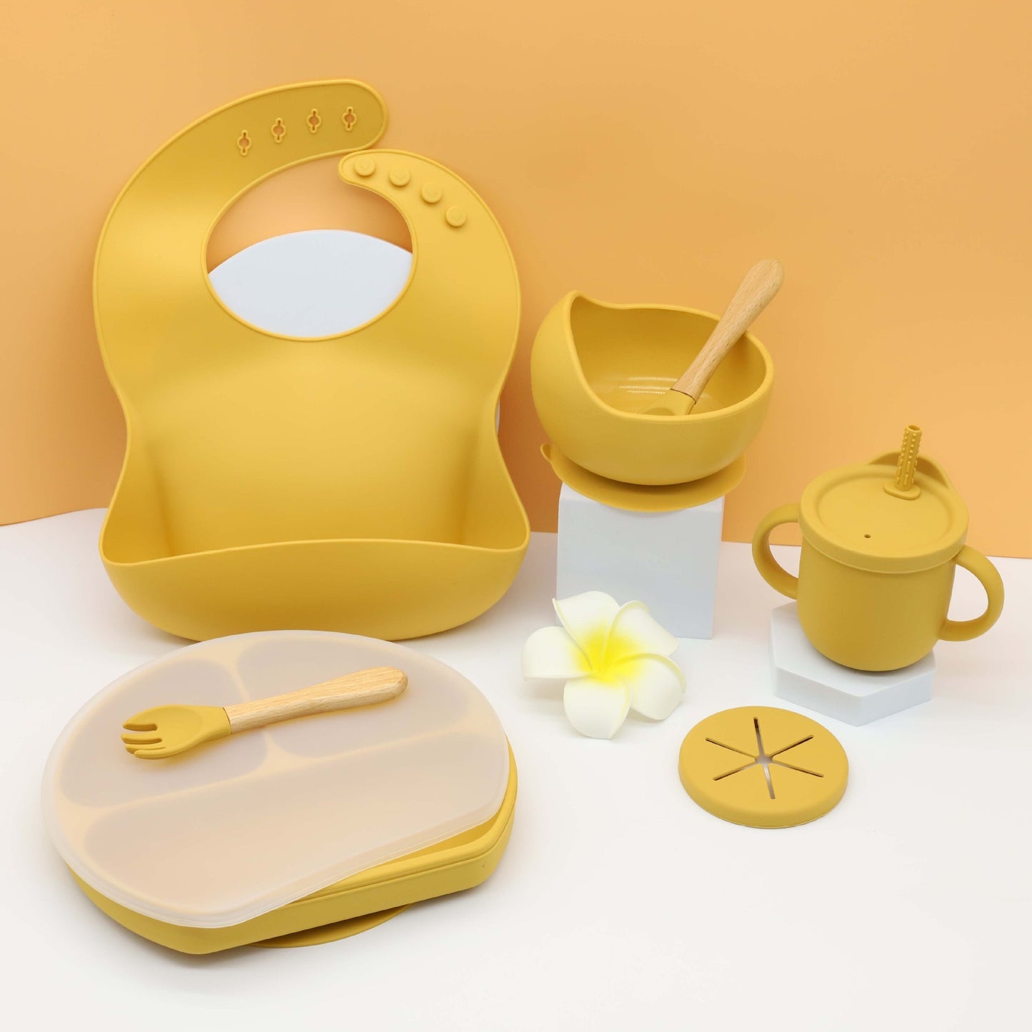 Ensemble de fourchettes et cuillères en Silicone pour enfants, bol, assiette à dîner, tapis