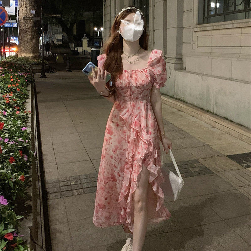 Summer Women's Fashion Irregular Floral Dress