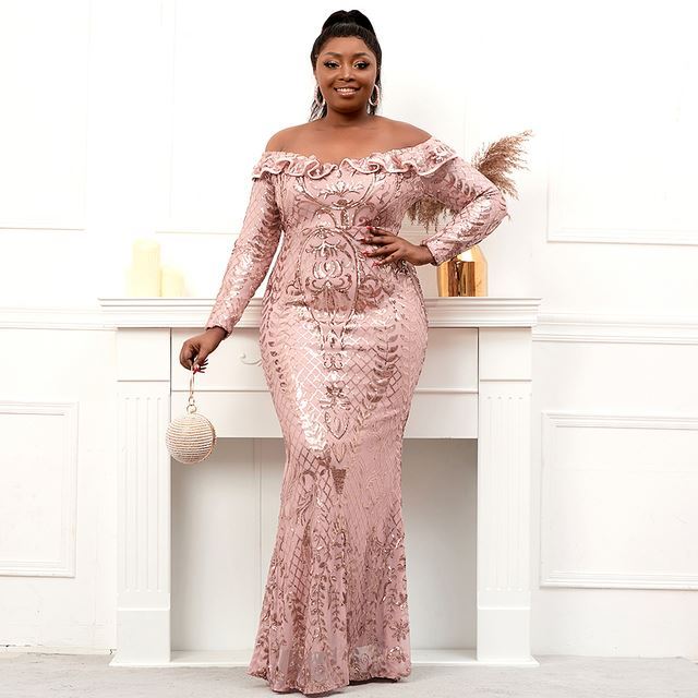 Grande taille femme longue Sve Bla GoSequin robe de soirée Ele