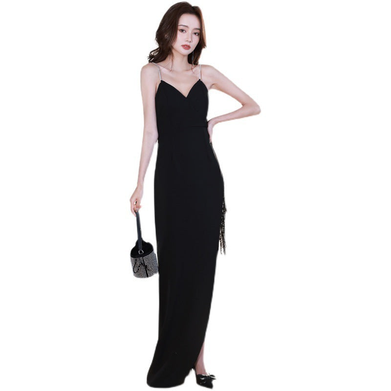 Women's Graceful And Fashionable Solid Color Suspender Dress