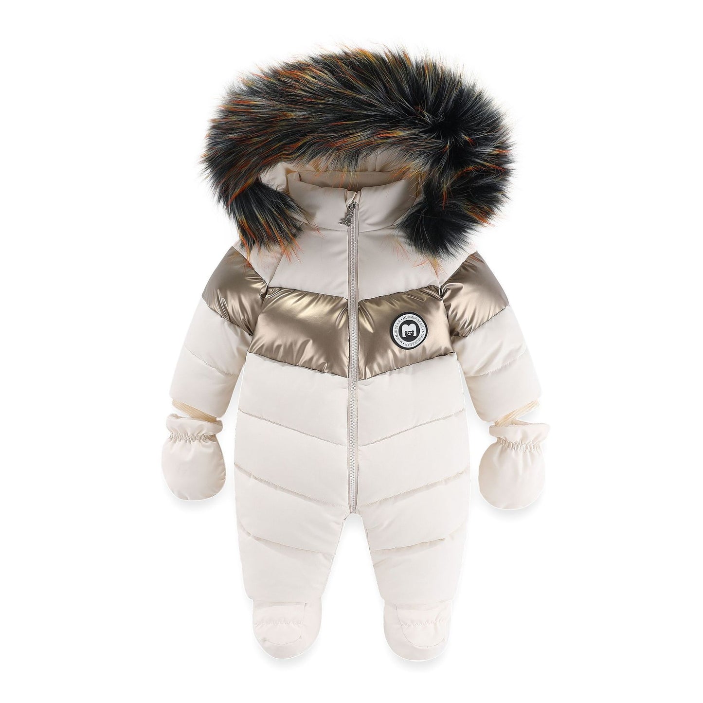 Winter Fur Collar Rompers Jumpsuit Children Thickened Warm Infant Rompers