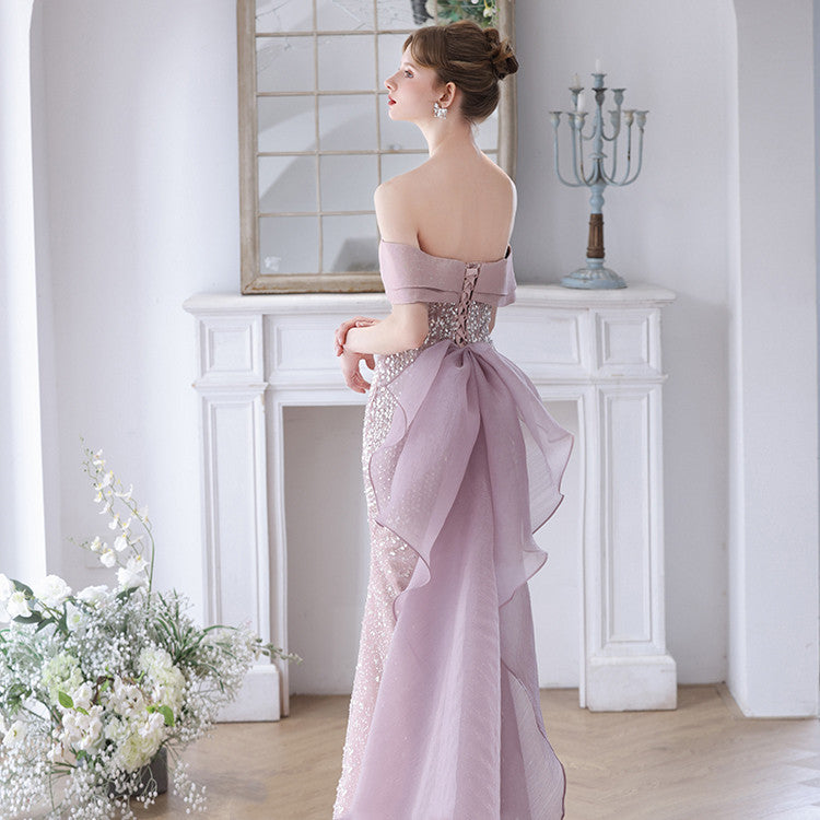 Robe de soirée simple à une épaule pour femmes