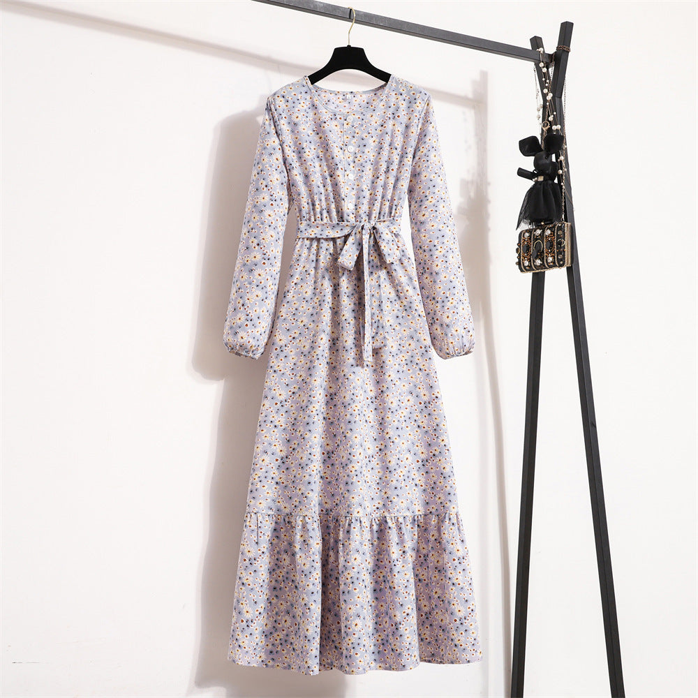 Vintage Floral Long Sleeve Dress Women