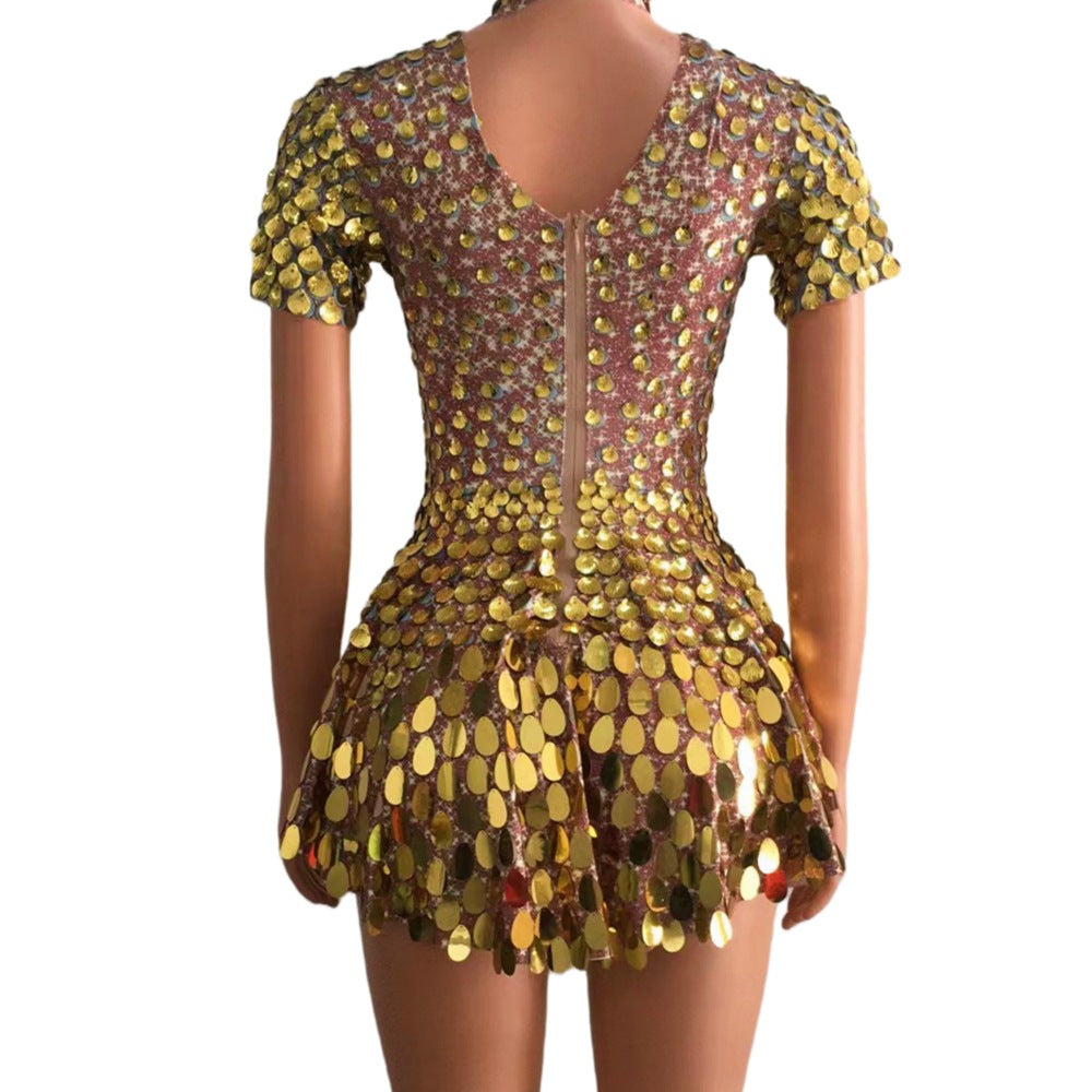 Women's Fashionable Sequins Party Zipper Gorgeous Dress