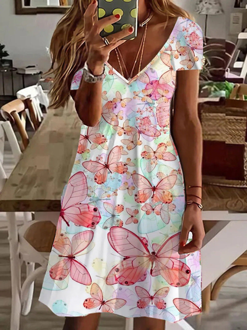 Robe féminine à imprimé floral et col