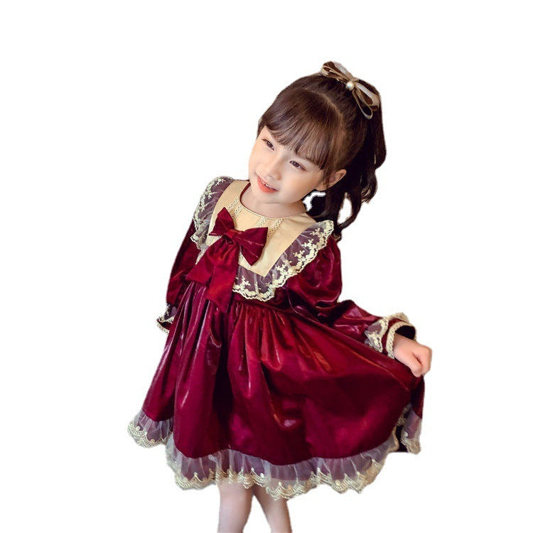 Little Girl Lolita Princess Velvet Skirt Long Sleeve