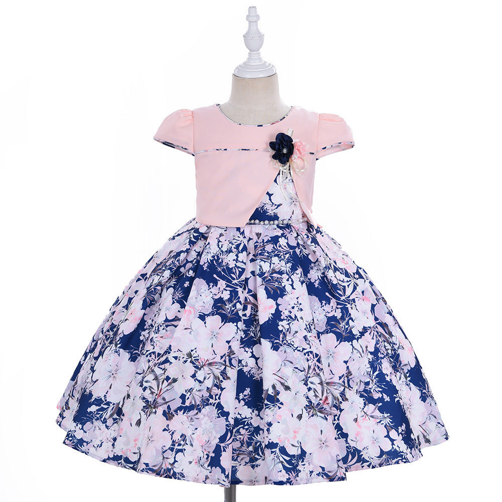 Little Girl Baby Birthday Print Dress Puffy