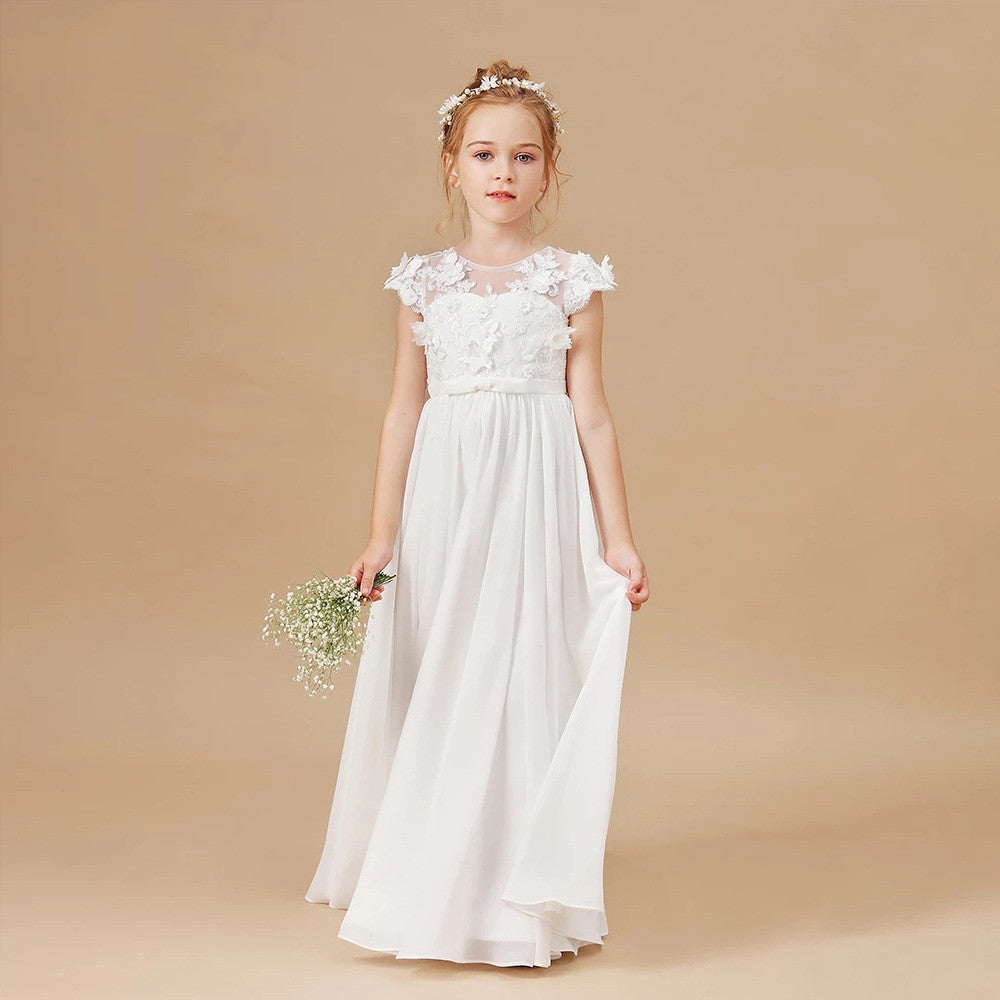 Robe pour enfants dames fleur blanche mariage fille