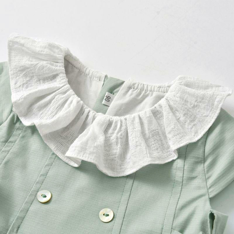 Cotton Lapel Lovely Girl's Dress