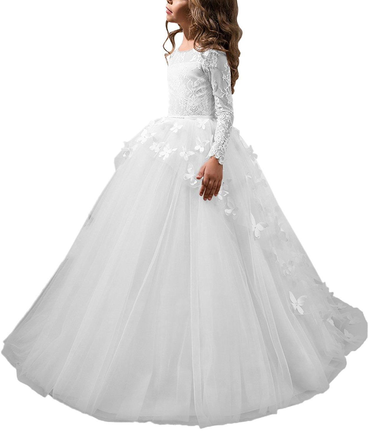 Robe longue pochée de mariage pour filles, robe de princesse