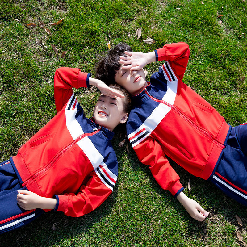 British Style Spring And Autumn Primary School Sportswear Two-piece Set