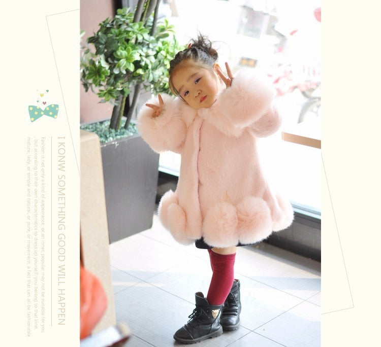 Korean Style Imitated Mink Fox Fur Thickened Baby Cotton-padded Jacket