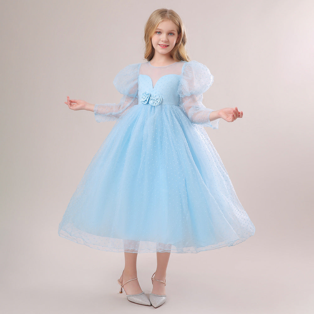 Robe longue à manches bouffantes pour enfants