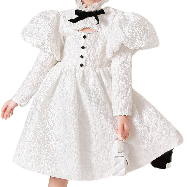 Robe de costume de piano rétro à manches bouffantes pour filles