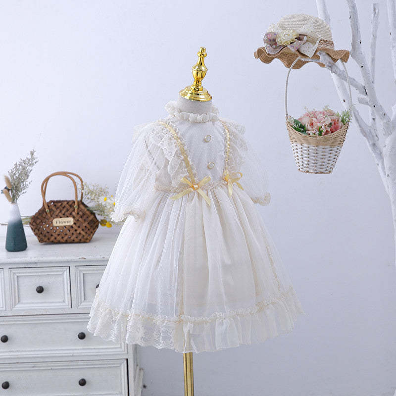 Robe de princesse bouffante en dentelle pour filles, jupe en gaze de Style occidental