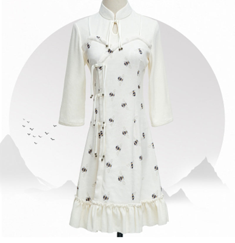 White Star – robe Cheongsam améliorée pour jeune fille, nouveau Style National, automne