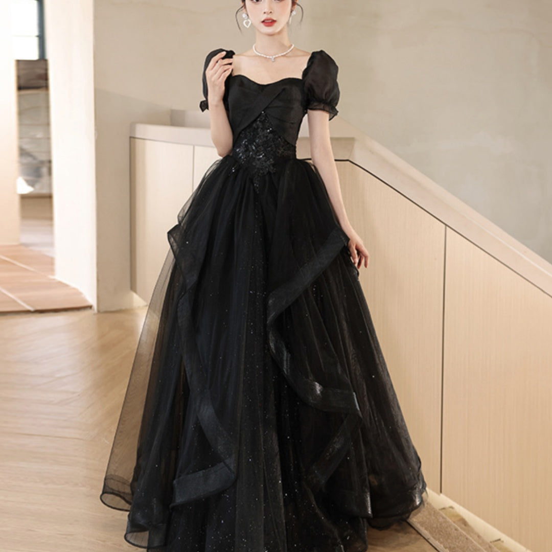 Black Evening Banquet Temperament High-end French Evening Dress