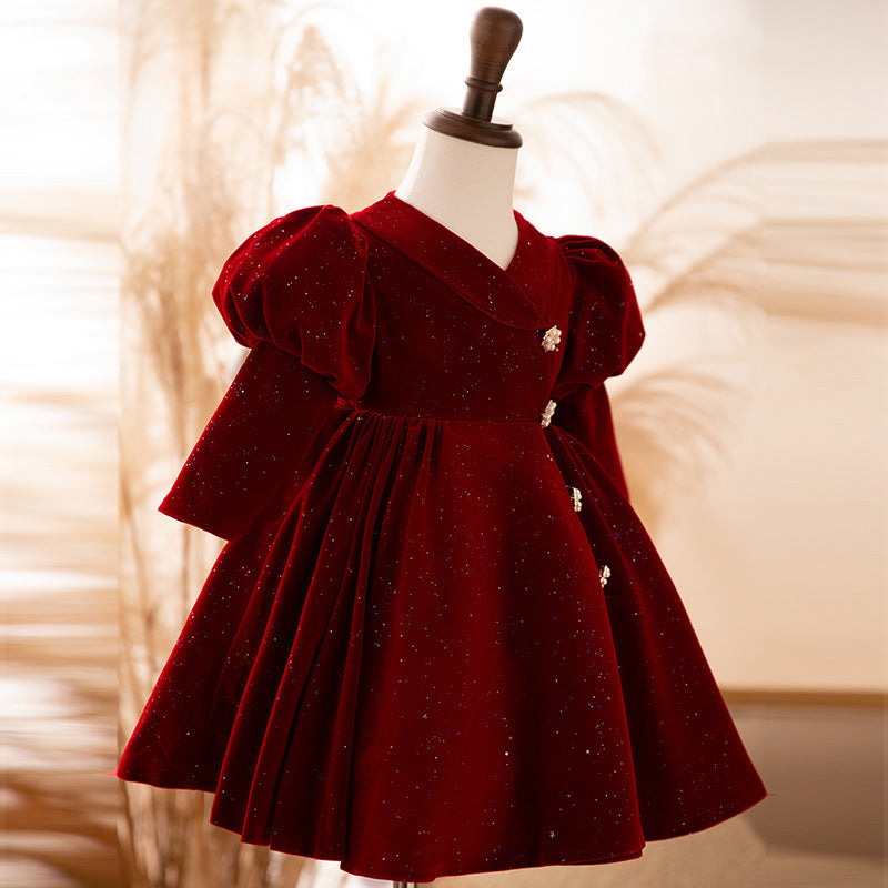 Vestido Princesa Cumpleaños Niña Rojo