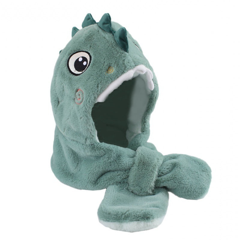 Chapeau de dinosaure chaud et mignon en peluche d'hiver pour enfants