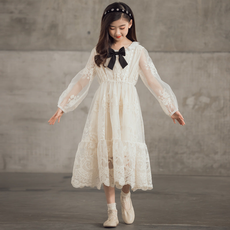 Fashion Children's Simple Long-sleeved Mesh Skirt