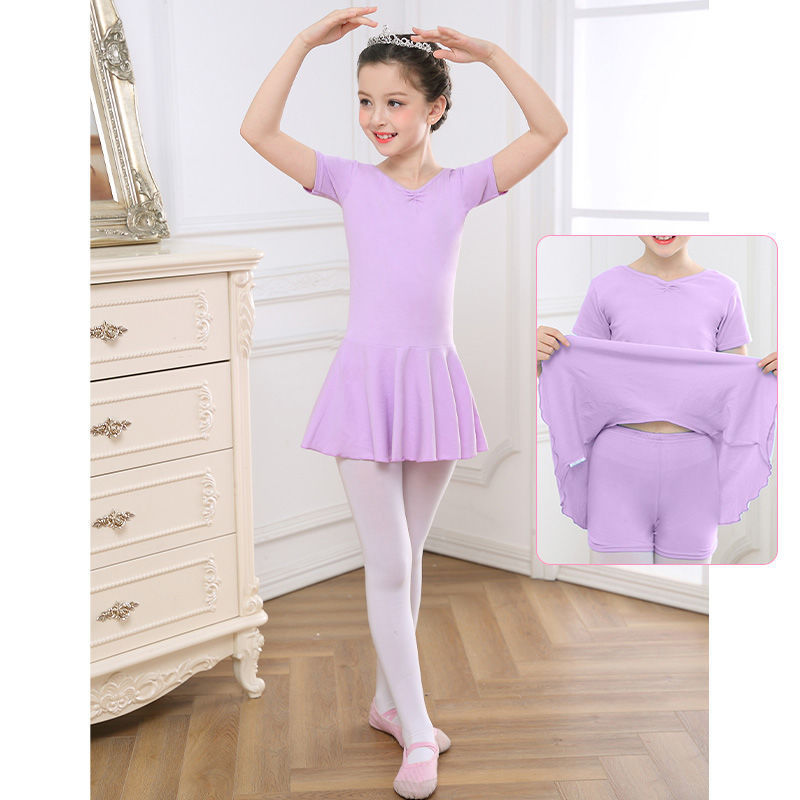 Robe de danse Vêtements d'exercice à manches courtes pour filles