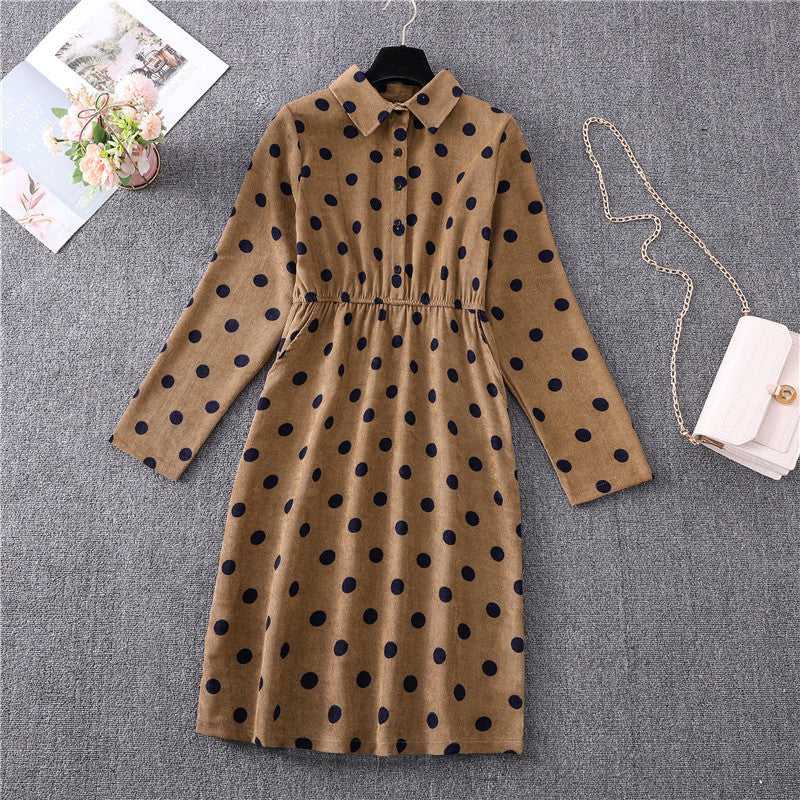 Corduroy Floral Long Sleeve Dress