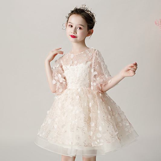 Girls Flower Girl Sequin Flower Wedding Dress