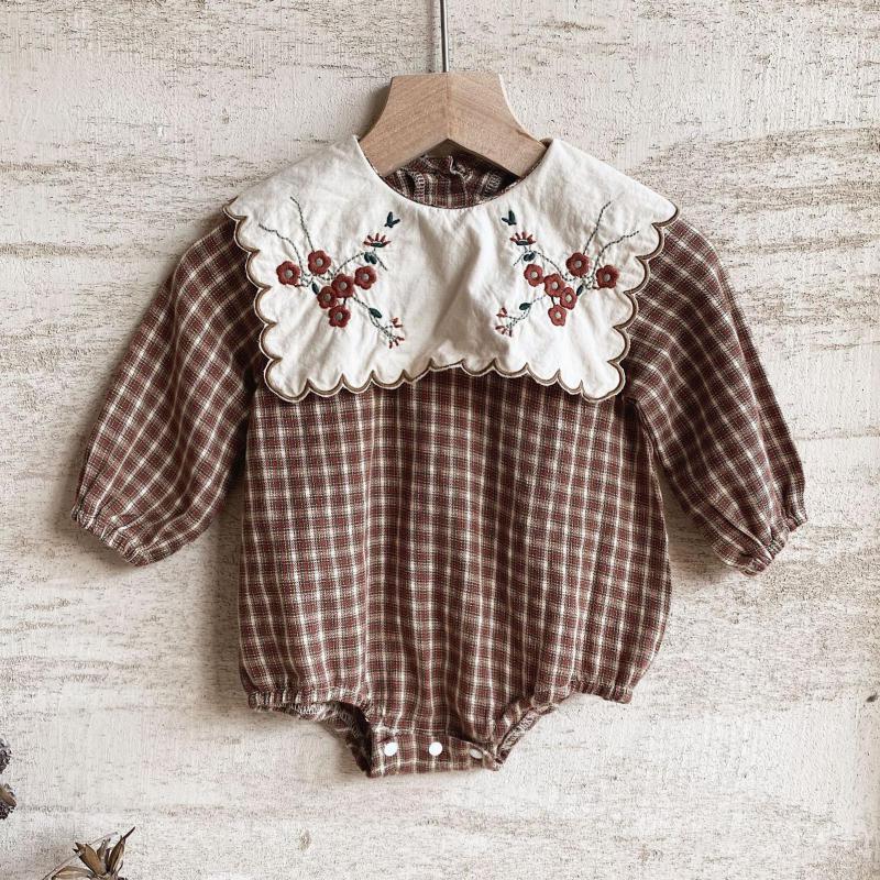 Baby flower plaid jumpsuit