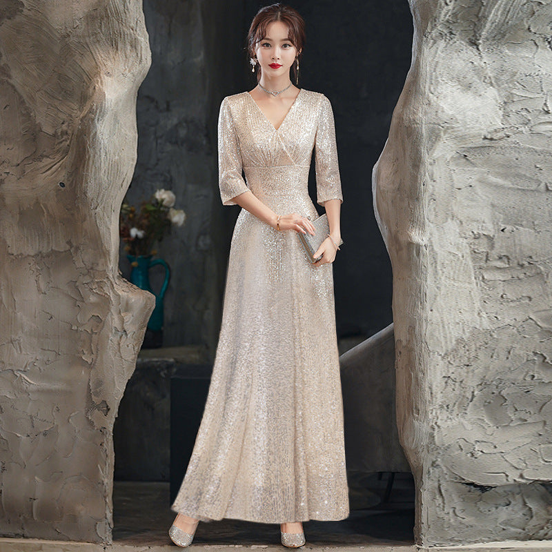 Women's Fashion Elegant Sequins Host Dress