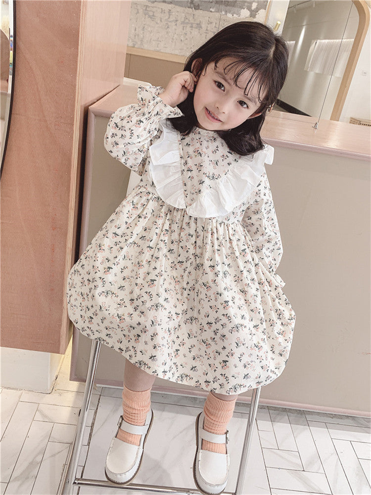 Children's floral long-sleeved princess dress