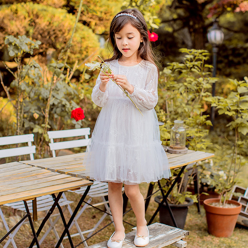 Jupe en gaze blanche super féerique à manches bouffantes pour filles