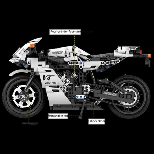 7047 motocicleta de carreras ensamblada bloques de construcción niño modelo de juguete