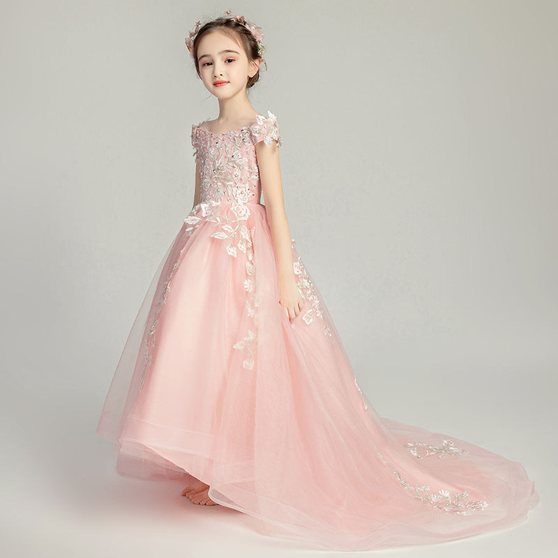 Robe de princesse à queue pour enfants, rêve atmosphérique