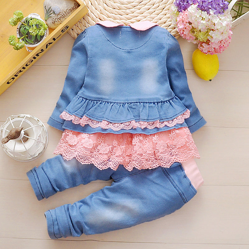 Costume de printemps en jean pour fille