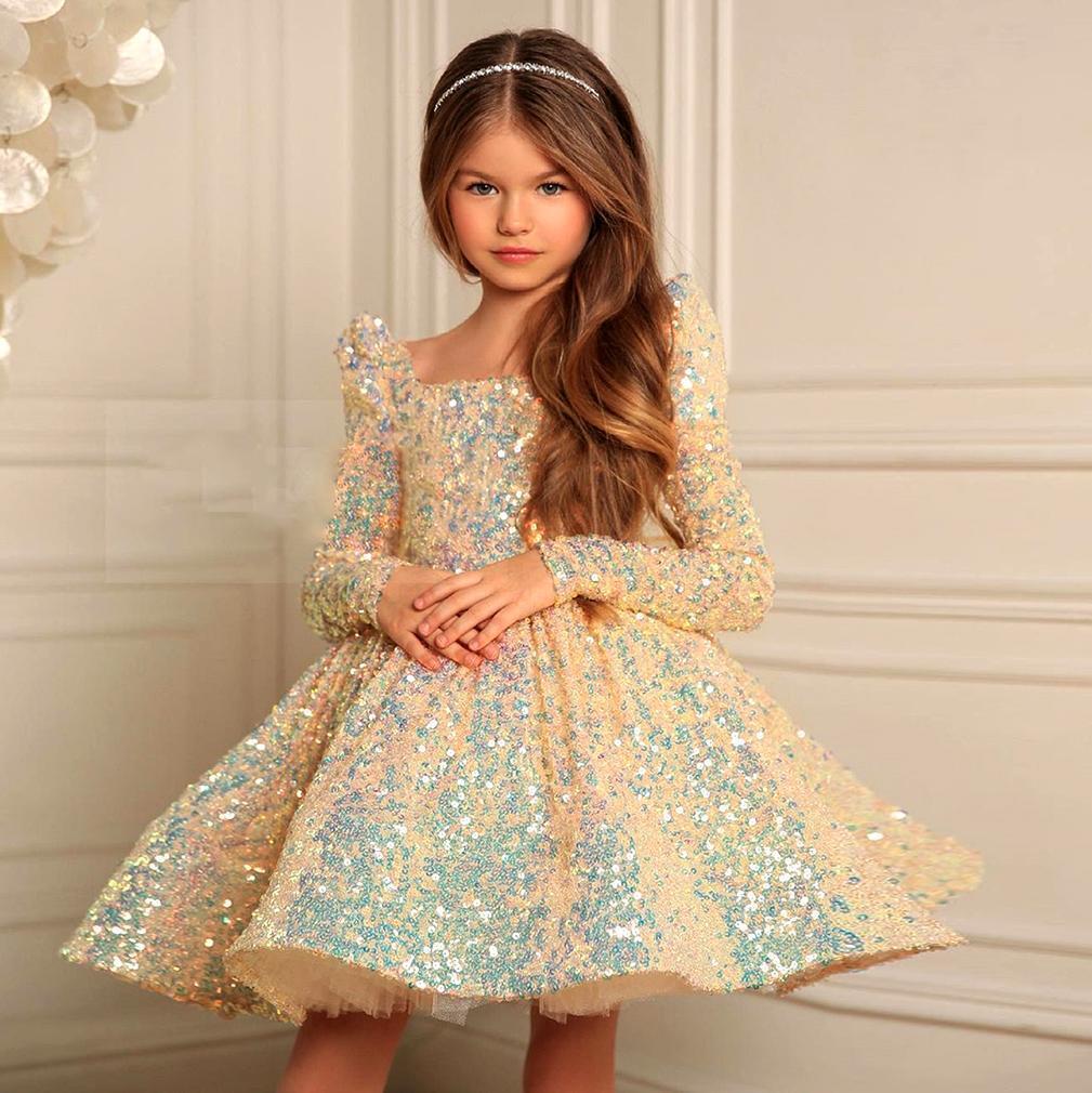 Children's Dress Female New Costume Flower Girl Long-sleeved Catwalk Princess