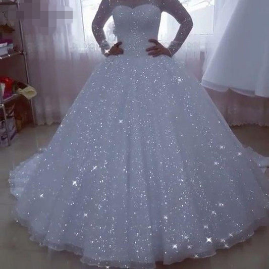 Robe de mariée traînante en tulle amincissante grande taille tutu