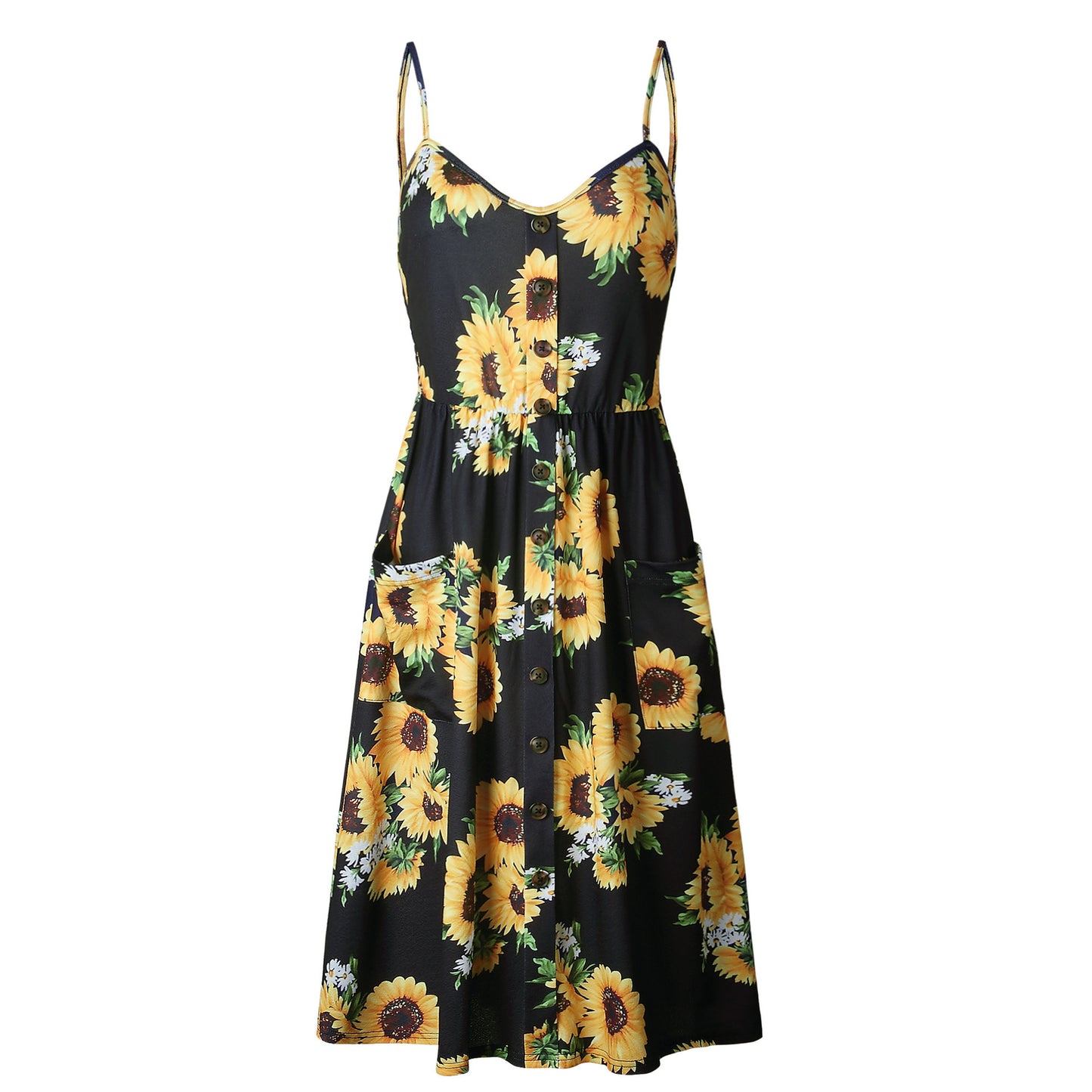 Vestido floral con tirantes de moda para mujer