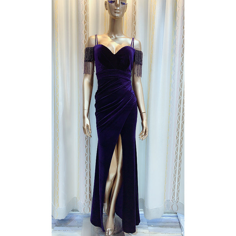 Women's Elegant Slim-fit Tassel Evening Dress