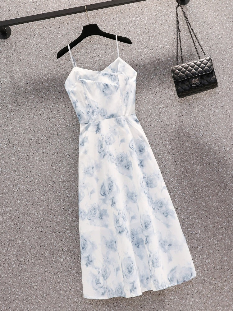 Women's Waist Slimming Floral Strap Dress