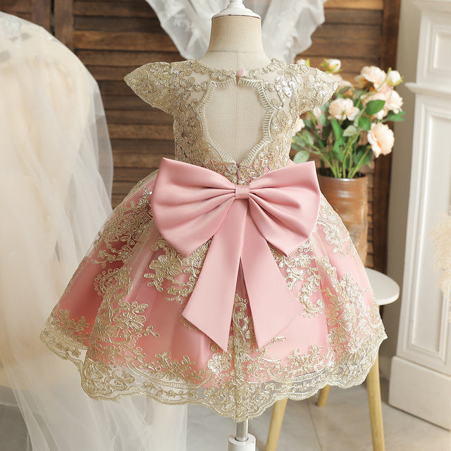 Robe d'anniversaire pour filles de 1 an, Costume de fleur de mariage en dentelle