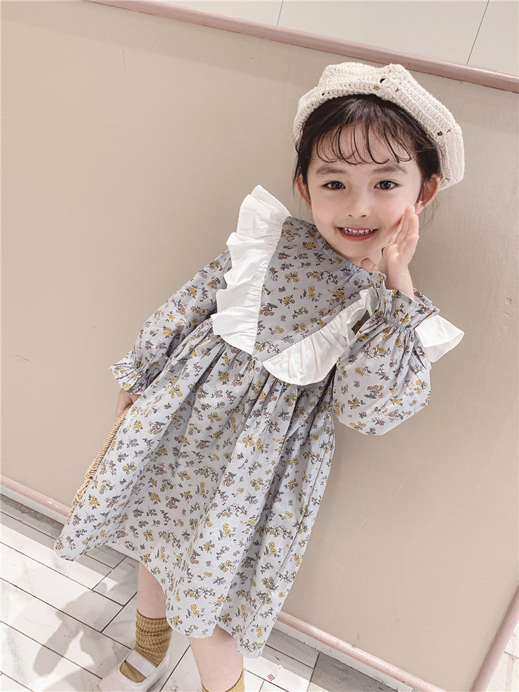 Children's floral long-sleeved princess dress