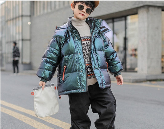 Chaqueta de plumón de pato blanco para niños de invierno grueso para niños grandes de estilo occidental