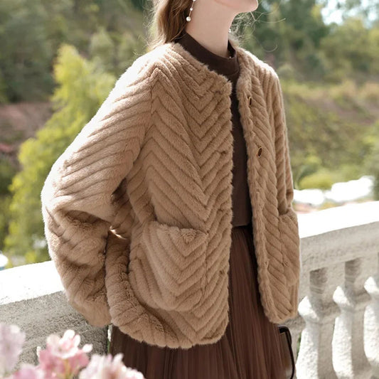 Manteau de fourrure manteau de loisirs d'automne et d'hiver pour femmes